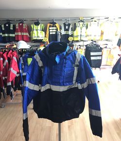 Blue Hi Viz Waterproof Bomber Jacket