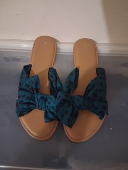 Teal Polka Dot Sandals
