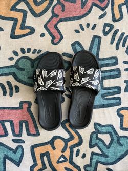 Nike Slide Sandals Black Logo Print