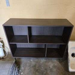 Wood Veneer Bookshelf Storage Cabinet With Backing, Chrome Legs