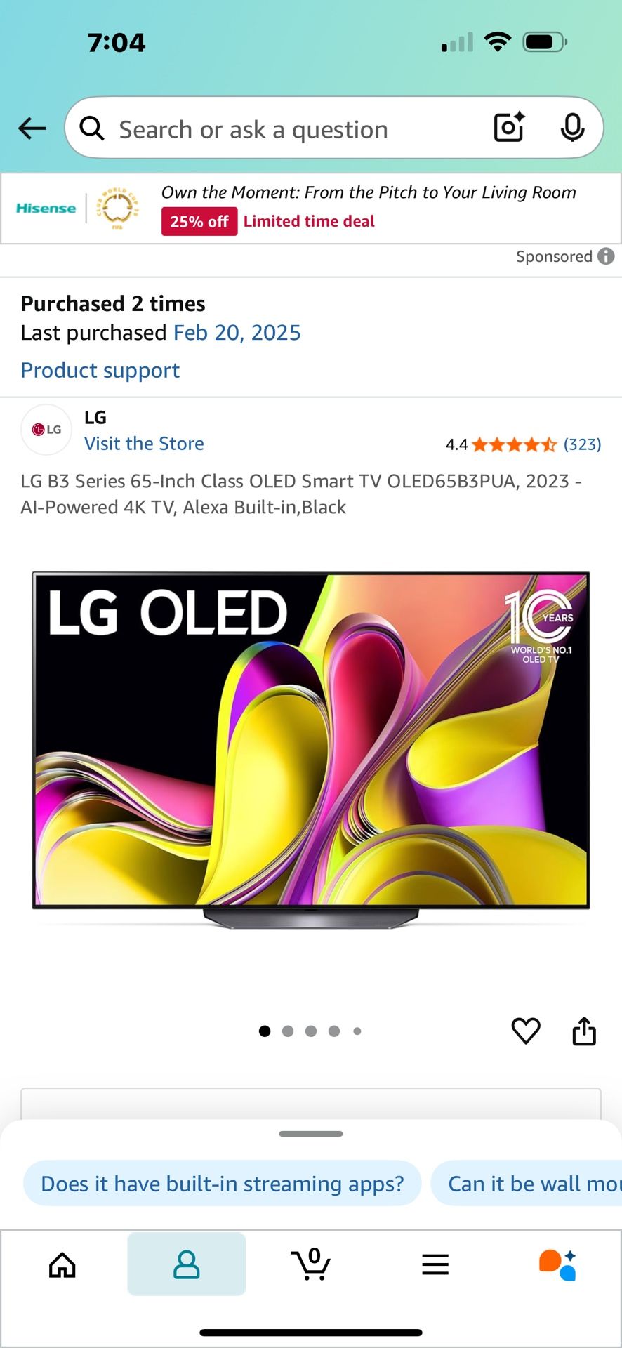 Refurbished LG B3 Series 65-Inch Class OLED Smart TV