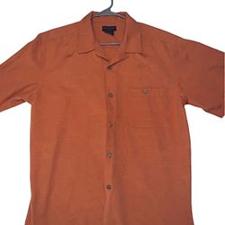 Gordon Clothing Short Sleeve Button Front Shirt - Large Orange Palm Tree Pattern