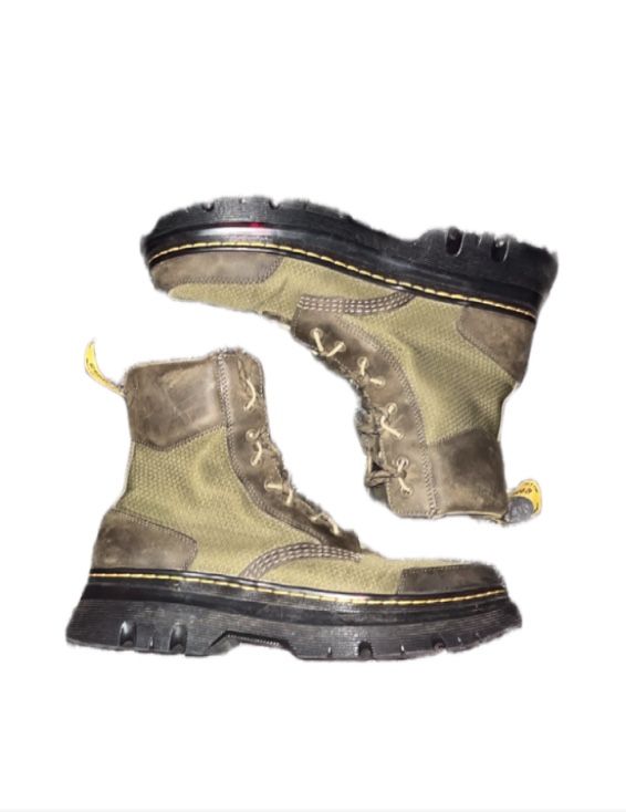 Dr. Martens Tarik Men DMS Olive Leather & Nylon Utility Boots Size 11