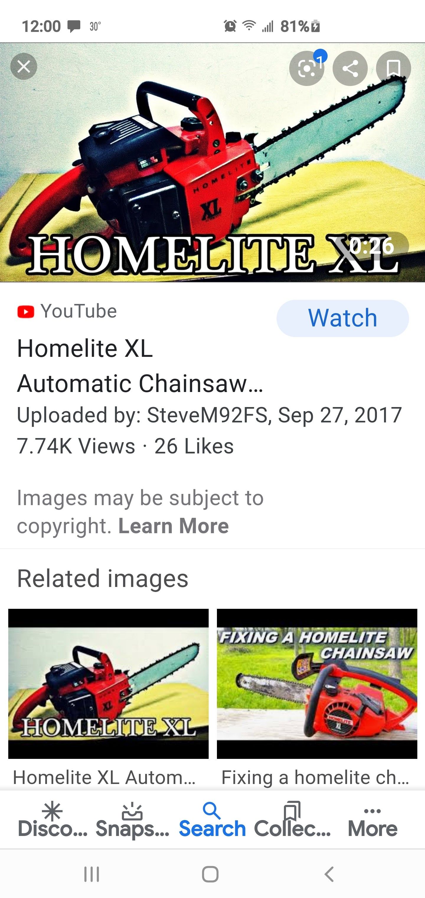 homelite 18" chainsaw