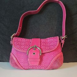 Vintage Coach Canvas With Suede Leather Pink Y2K 2000s Bag