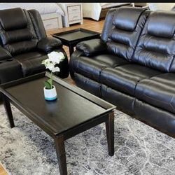 Vacherie Black Reclining Living Room Set /couch /Sofa and Loveseat 1479