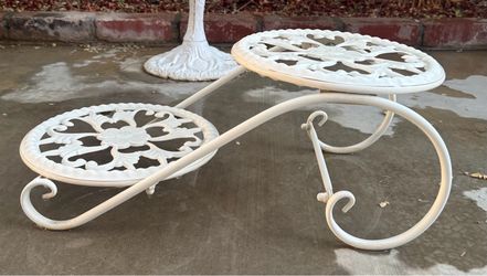White Metal Two-Tier Plant Stand