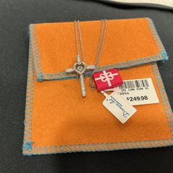 New Sterling Silver Cross With CZ Stones