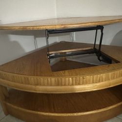 Solid Wood Corner Table with Lift-Top / Expandable Shelf