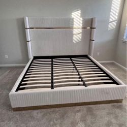 NEW Beige/Gold King &Queen Size Platform Bed Frame FINANCE 54 Down Pmt
