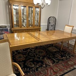 Solid Wood High End Formal Dining Room Set With Cabinet 