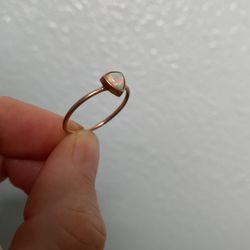 Opal Ring With Solid Rose Gold Band, Size 7