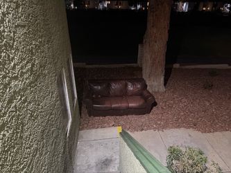 Brown Leather Loveseat Sofa