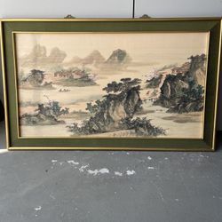 Oriental Landscape Gold Trimmed Frame