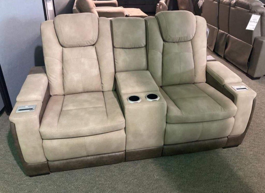 Next-gen Power Reclining Loveseat with Storage and Cup Holders 