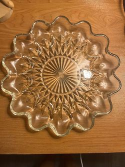 Clear Glass Serving Plate with Ruffled Edge