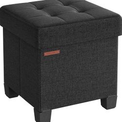 Storage Ottoman, Small Ottoman Foot Rest with Legs, 15 x 15 x 15.7 Inches Foot Stool, Ottoman with Storage, Load up to 660 lb, for Living Room, Bedroo