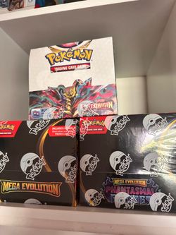 Lost origin, phantasmal flames, mega evolutions booster boxes