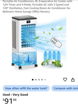 OBO!! New!!! Amazon is used Evaporative Air Cooler with Remote