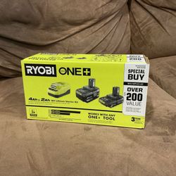 ONE+ 18V Lithium-Ion Starter Kit with 2.0 Ah Battery, 4.0 Ah Battery, and Charger