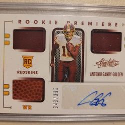 Panini ROOKIE Premiere TRIPLE PATCH, AUTOGRAPHED, NUMBERED 343/399 " Antonio Gandy-Golden