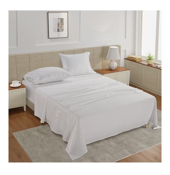 New LANE LINEN 450 THREAD COUNT KING COTTON SATEEN SHEET SET