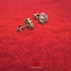 Classy Heart earring with red enamel covered in 10K Gold and studded with 0.5 CTW Diamond