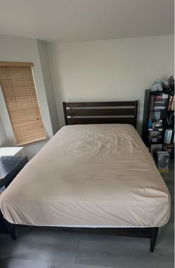 FREE Dark Wood Queen Bedframe with Headboard