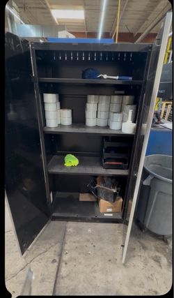 Black Metal Storage Cabinet with Shelves