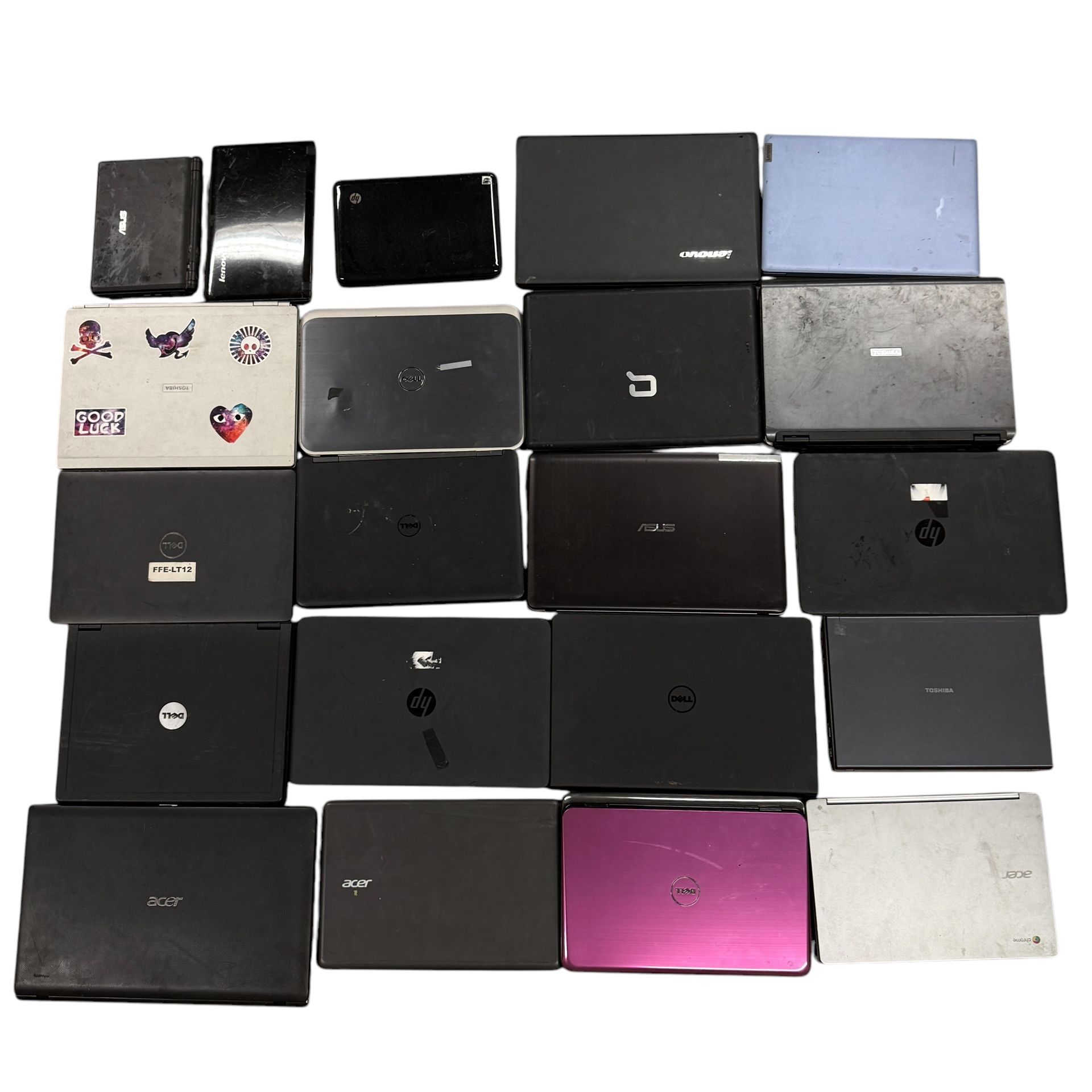 lot of 21 laptops dell asus lenovo hp toshiba acer 