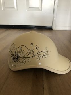 Helmet (Hard Shell) with Pony Tail Indent - Adjustable Safe Straps - Padded Forehead - Never Used. 