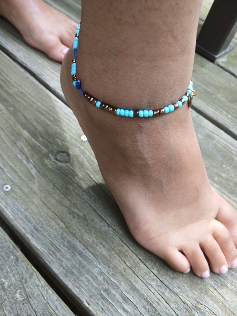 Ocean Blue & Bronze ANKLET