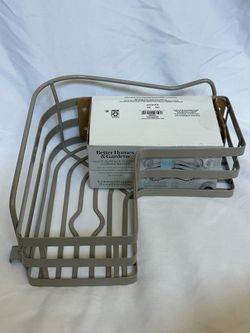 New Wall Mount L Shape Steel Shower Storage Basket Satin Nickel Corner
