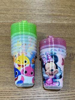 New Take&Toss Baby Shark & Minnie Sippy Cups with Lid for Toddlers