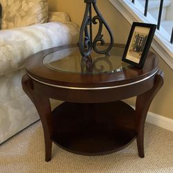 Cherry & Glass End Tables (2)