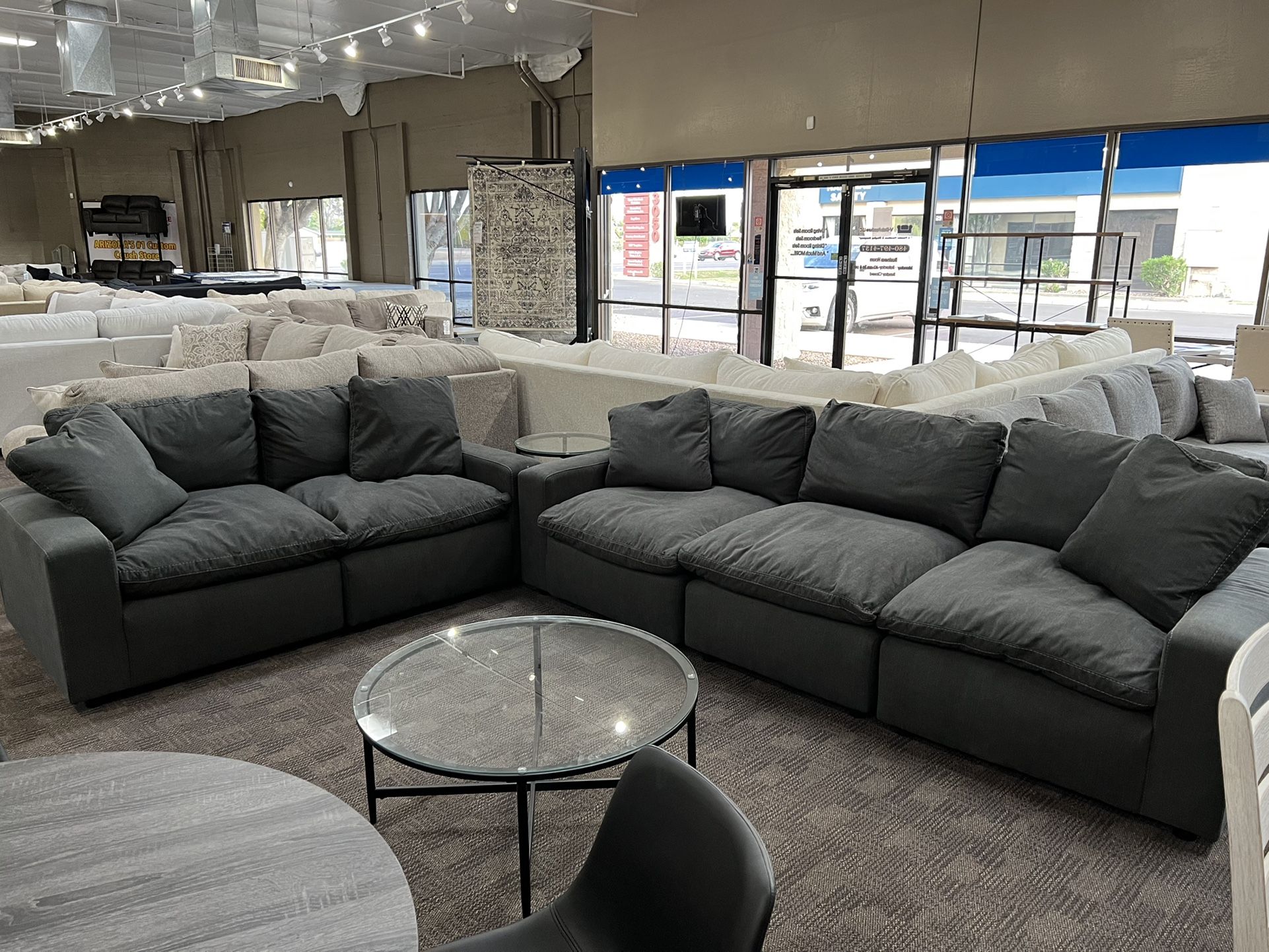 Charcoal Grey Cloud Feather Sofa Set