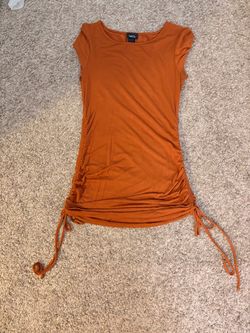 Rue 21 Orange Ruched Side-Tie Mini Dress