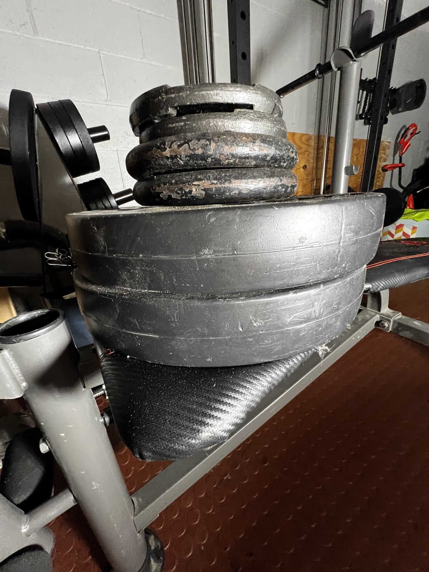 Bench Press + Bar + 110lbs Of Weight 