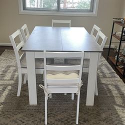 6 Person Dining Set - Light Gray & White - Great Condition