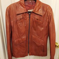 Vintage Orange Leather Jacket