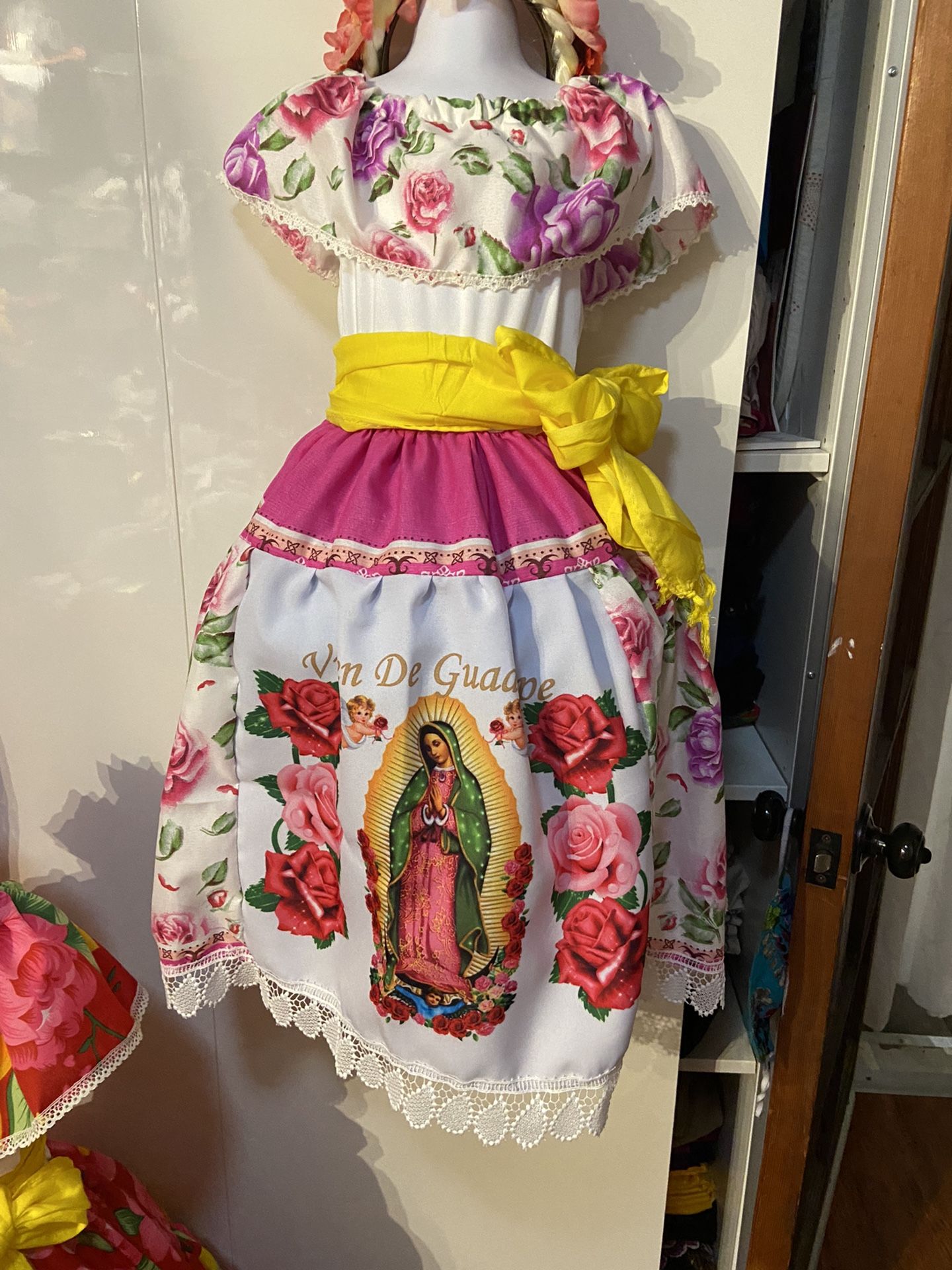 Vestido Bordado Mexicano Virgen De Guadalupe Niña