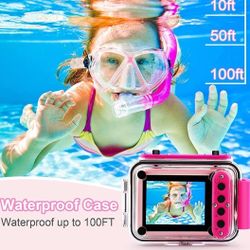 Kids Waterproof Camera - Underwater Camera Birthday Gifts for Girls Boys Children Digital Action Camera with 32GB SD Card, Pool Toys for Kids

