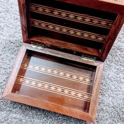 Antique Bohemian Style Wooden Trinket Box