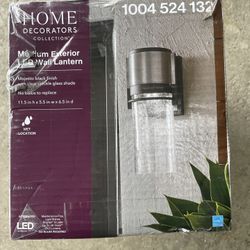 Home Decorators Collection 11.5 in. Majestic Black LED Outdoor Wall Lamp with Crackle Glass Shade