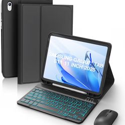 Black Case With Backlit Keyboard & Mouse for Samsung Galaxy Tab S11 11" SM-X730/X736B