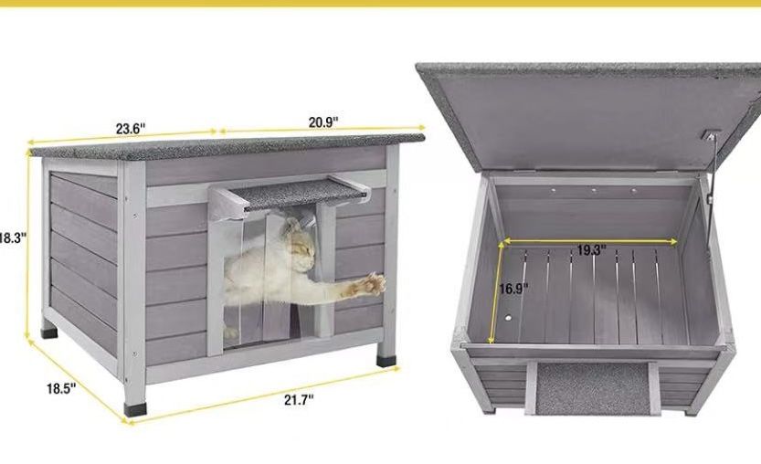 🥨Aivituvin-AIR12-B Outdoor Wooden Cat House, Indoor Cat House