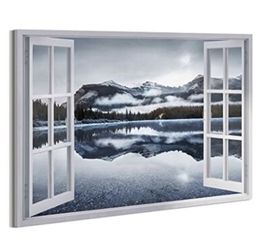 Window Nature Scene Canvas Wall Art