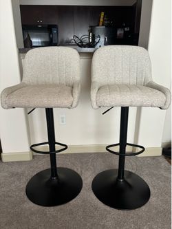 2 Set Adjustable Upholstered Bar Stools