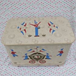 Vnt 50's PEARL-WICK Gay Time Quilted Vinyl Toy Box Hamper Circus Drummer Boy MCM