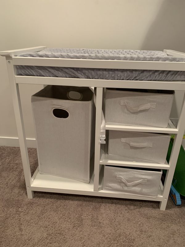 Costzon baby changing table with laundry basket, mattress, mattress